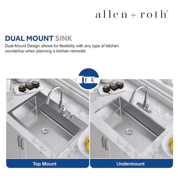 Theo Dual-Mount 33-In X 22-In Stainless Steel Single Bowl 4-Hole Kitchen Sink - Image 7