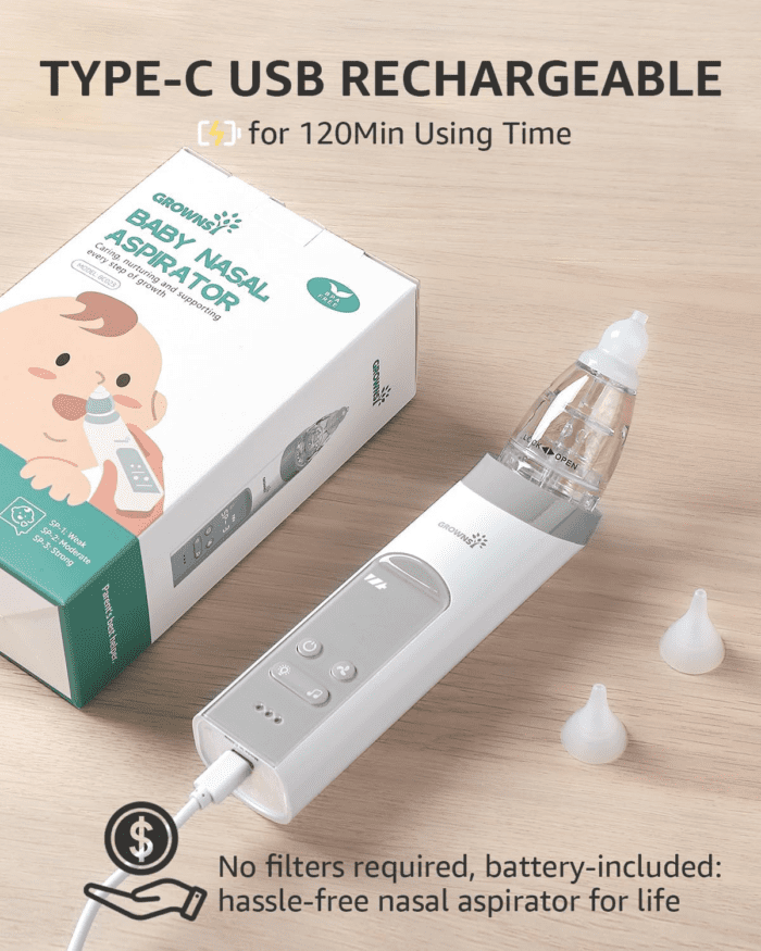 Nasal Aspirator for Baby, Baby Nose Sucker Pro with 3 Soft Silicone Tips, Adjustable Suction, Electric Nose Suction for Baby, Built-In Music & Light Soothing - Image 8