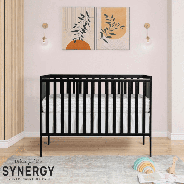 Synergy 5-In-1 Convertible Crib in Black, Greenguard Gold Certified - Image 2