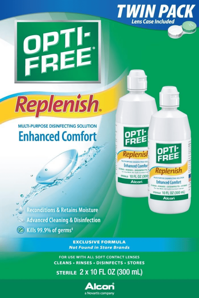 Replenish Multi-Purpose Contact Lens Cleaning and Disinfecting Solution with Lens Case, 10 FL OZ (Pack of 2) - Image 2