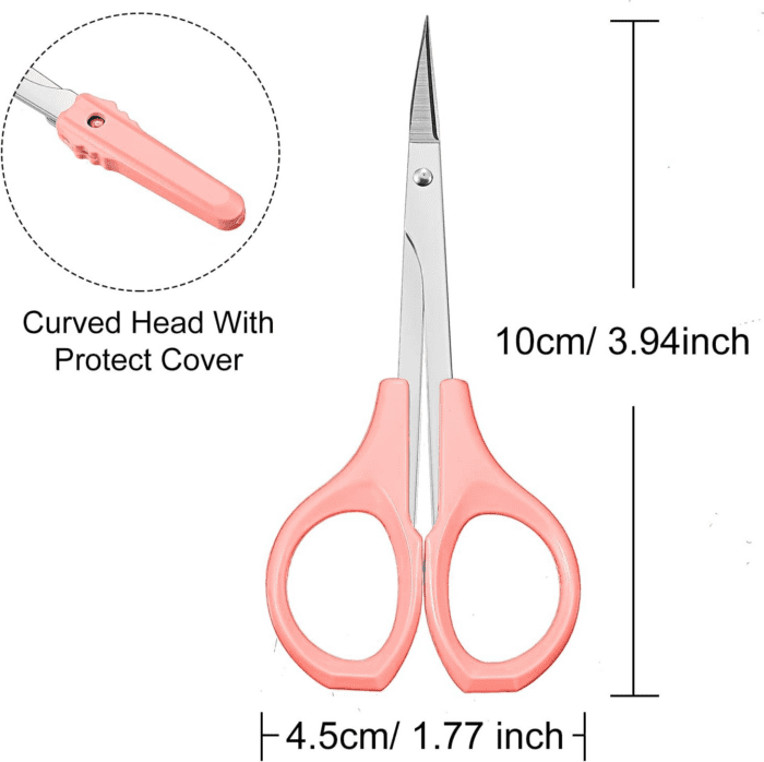 2 Pack Curved Craft Scissors Small Scissors Beauty Eyebrow Scissors Stainless Steel Trimming Scissors for Eyebrow Eyelash Extensions, Facial Nose Hair, 4 Inch (Pink) - Image 2