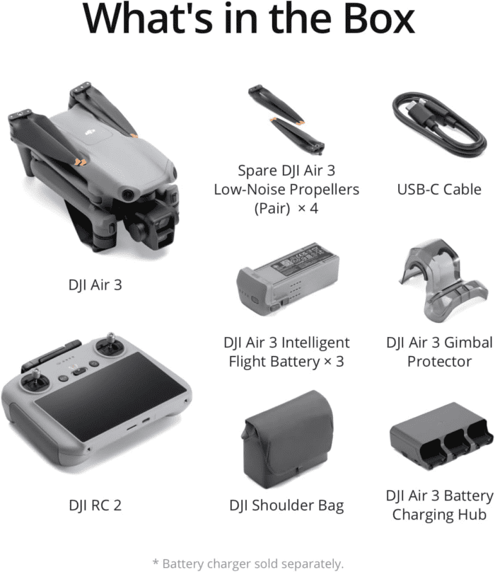 Air 3 Fly More Combo with  RC 2, Drone with Camera 4K, Dual Primary Cameras, 3 Batteries for Extended Flight Time, 48MP Photo, 20Km Max Video Transmission, FAA Remote ID Compliant - Image 5