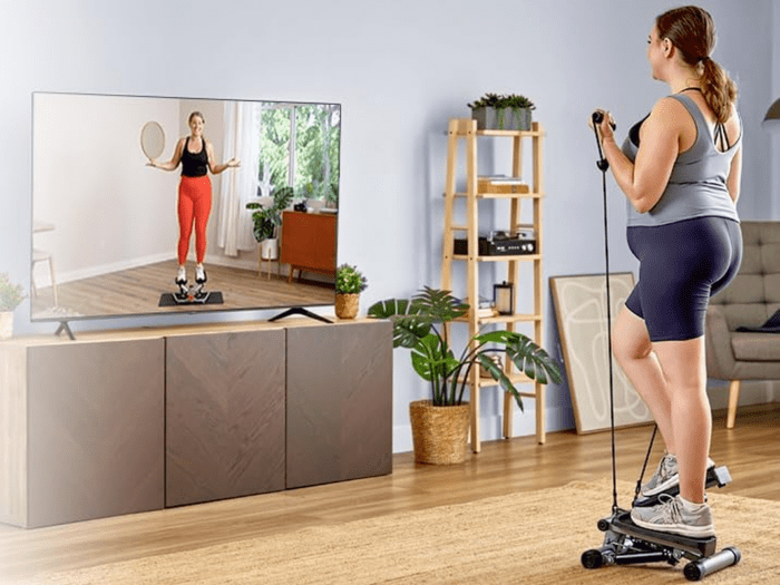 Mini Steppers for Exercise at Home, Stair Step Workout Machine with Optional Resistance Bands, Full Body Cardio Equipment, Optional Free Sunnyfit App Connection Smart Stepper - Image 8