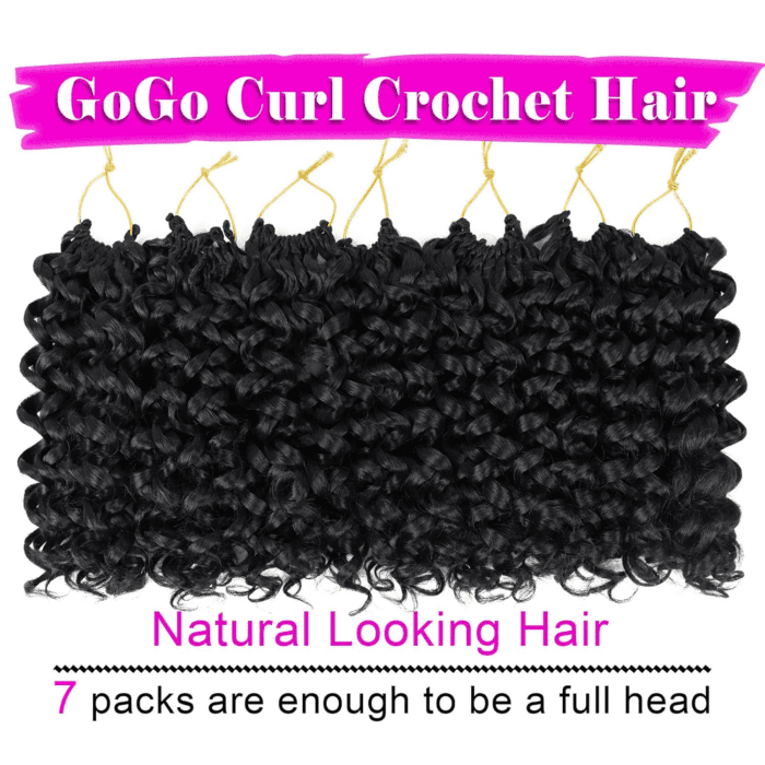 7 Packs Gogo Curl Crochet Hair 10 Inch Short Curly Crochet Hair for Women Water Wave Beach Curl Deep Twist Crochet Braids Synthetic Braiding Hair Extensions(10 Inch, 1B) - Image 2