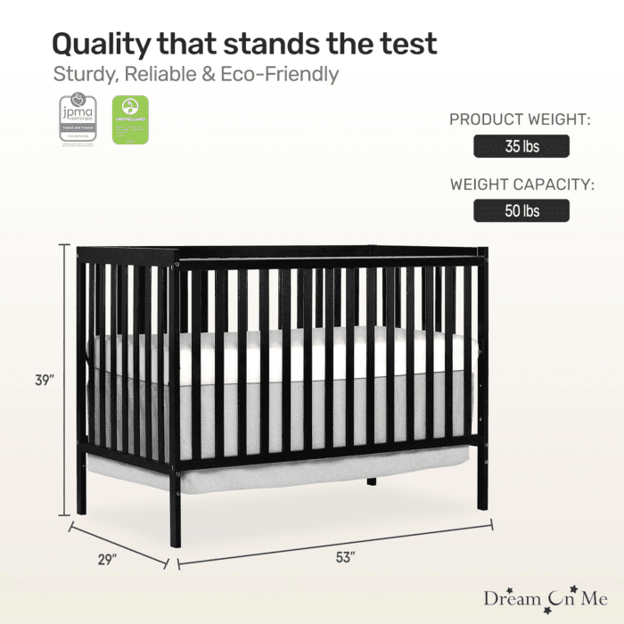 Synergy 5-In-1 Convertible Crib in Black, Greenguard Gold Certified - Image 3