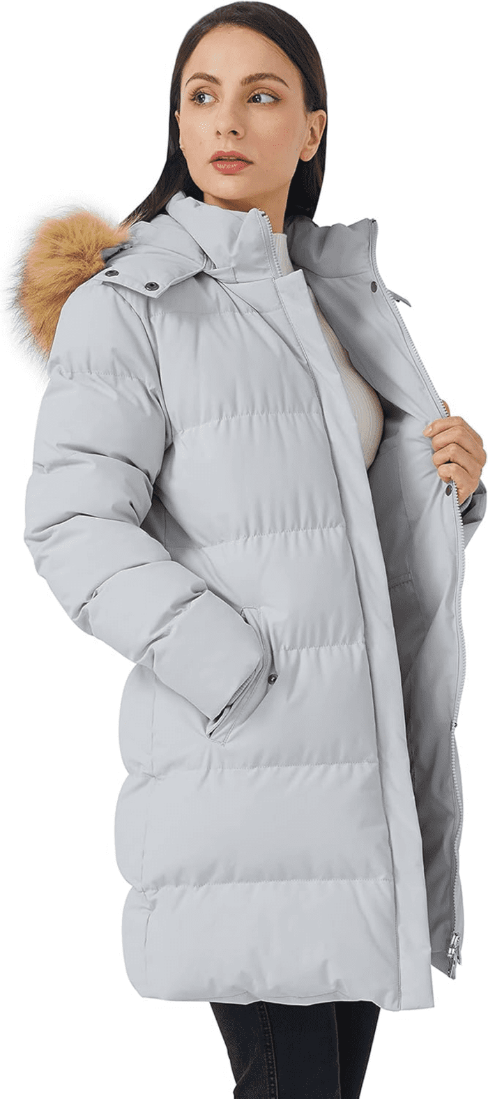 Women'S Winter Thicken Puffer Coat Warm Jacket with Faux Fur Removable Hood - Image 7