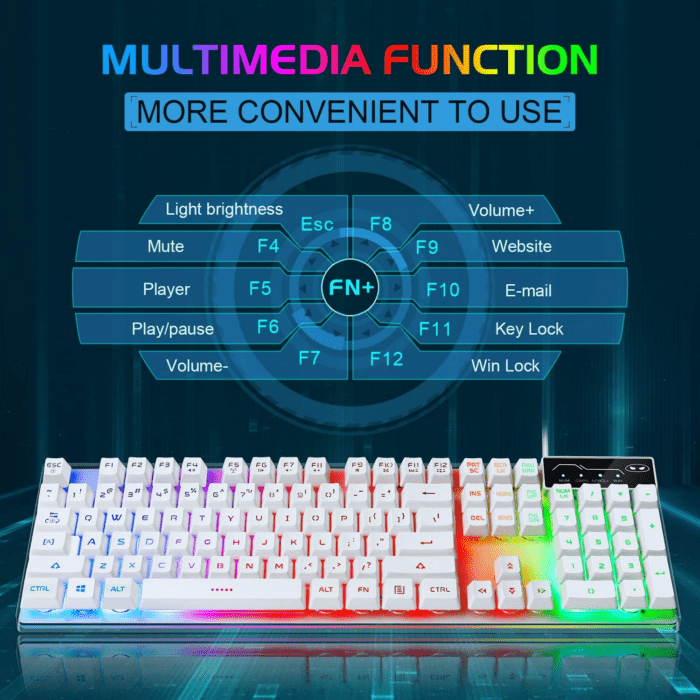 Gaming Keyboard and Mouse Combo, K1 RGB LED Backlit Keyboard with 104 Key for Pc/Laptop(White) - Image 5