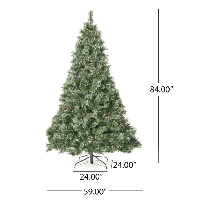 7FT Christmas Trees, Spikes Cashmere and Snow Mane Mixed Tree with 75 Pinecones and 900 LED Light 1233 Tips Christmas Decor 2024 - Image 5