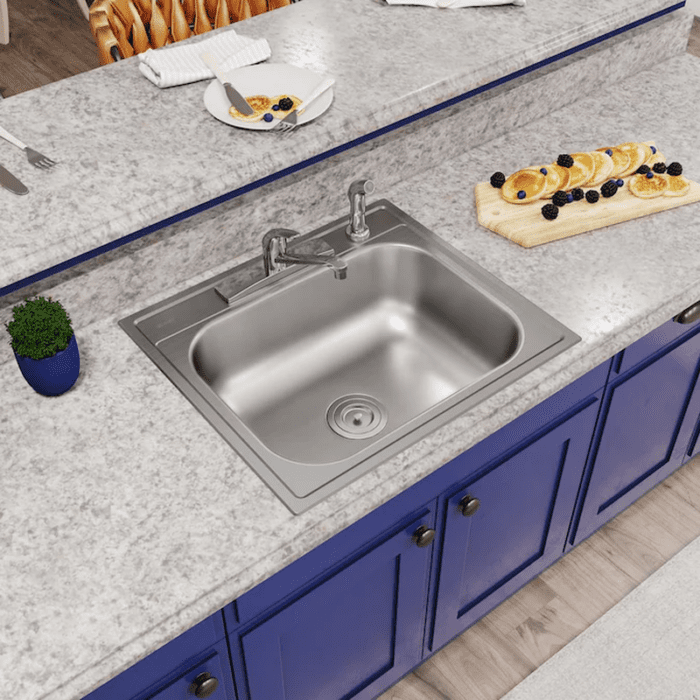 Dayton Drop-In 25-In X 22-In Stainless Steel Single Bowl 4-Hole Kitchen Sink - Image 3