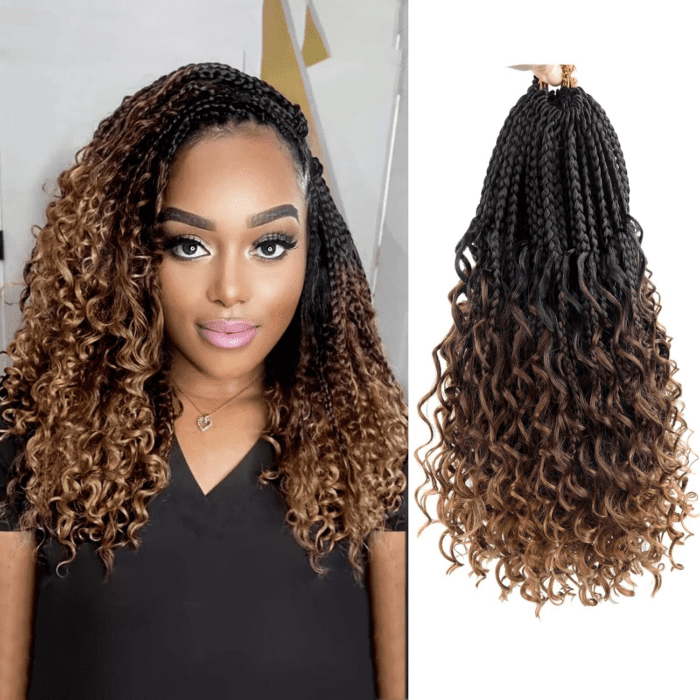 Goddess Box Braids Crochet Hair with Curly Ends 14 Inch Bohomian Box Braids Crochet Braids 8 Packs 3X Crochet Braids Synthetic Braiding Hair Extension for Black Women (14 Inch (Pack of 8), T1B 30 33)…