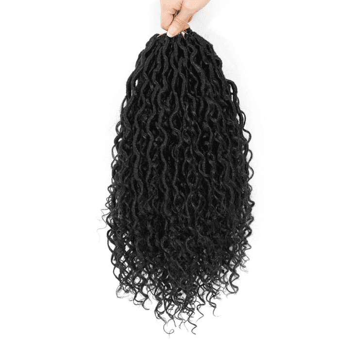 Goddess Locs Crochet Hair 14 Inch, 8 Packs Faux Locs Crochet Hair Pre Looped for Women, Boho Crochet Locs with Curly Ends (Black) - Image 7