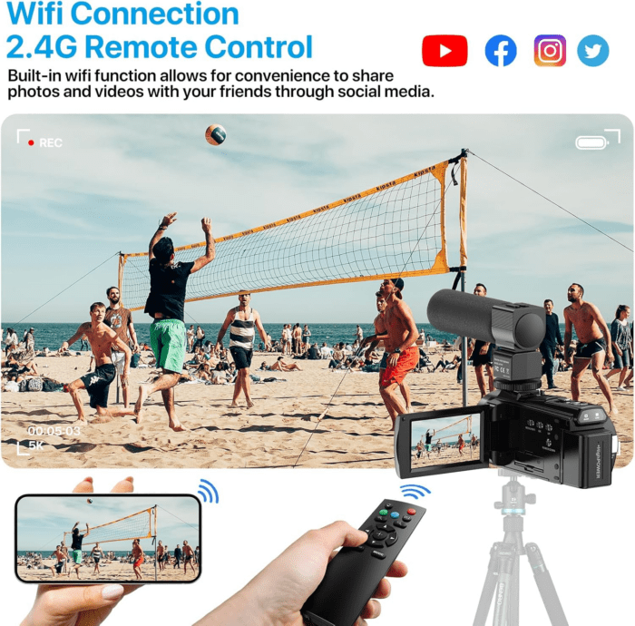 5K Video Camera Camcorder, 10X Optical Zoom 48MP UHD 30FPS Vlogging Camera for Youtube, Photography Recorder Camera with 270° 3" Rotation Screen, Microphone, Stabilizer, Remote Control - Image 5