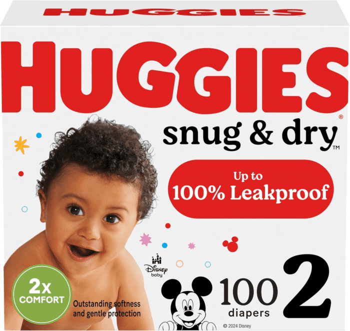 Size 2 Diapers, Snug & Dry Baby Diapers, Size 2 (12-18 Lbs), 100 Count, Packaging May Vary