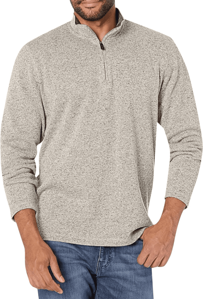 Men'S Long Sleeve Fleece Quarter-Zip Sweater - Image 4