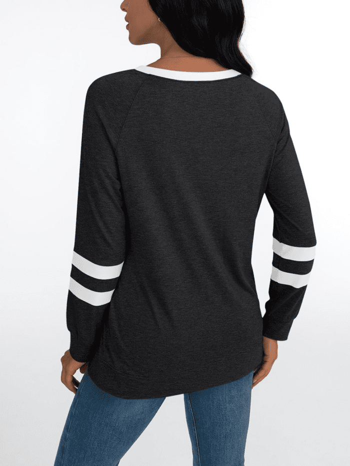 Womens Long Sleeve Shirts Color Block Casual Crewneck Tops Tshirt Basic Tees Fall Fashion Clothes Trendy Outfits - Image 4