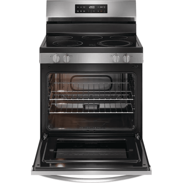 30-In Glass Top 5 Burners 5.3-Cu Ft Steam Cleaning Freestanding Electric Range (Fingerprint Resistant Stainless Steel) - Image 3