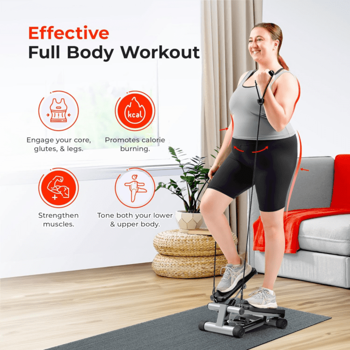 Mini Steppers for Exercise at Home, Stair Step Workout Machine with Optional Resistance Bands, Full Body Cardio Equipment, Optional Free Sunnyfit App Connection Smart Stepper - Image 2