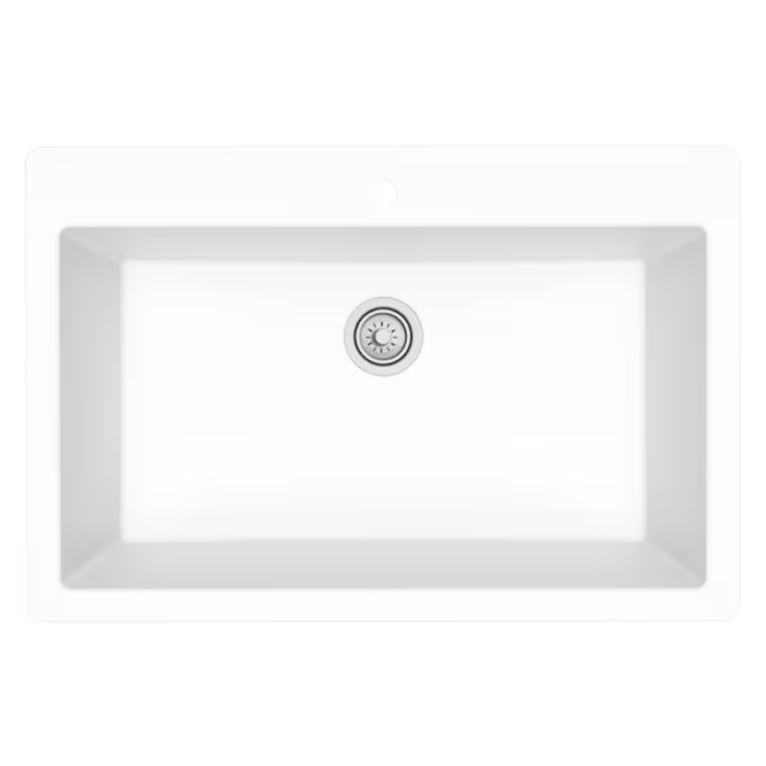 Drop-In 33-In X 22-In White Quartz Single Bowl 1-Hole Kitchen Sink - Image 13