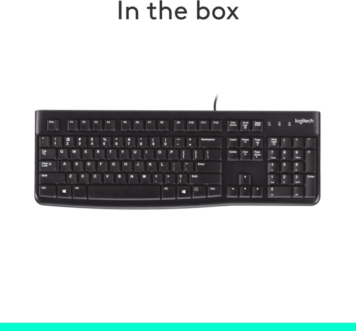 K120 Wired Keyboard for Windows, Plug and Play, Full-Size, Spill-Resistant, Curved Space Bar, Compatible with PC, Laptop - Black - Image 9