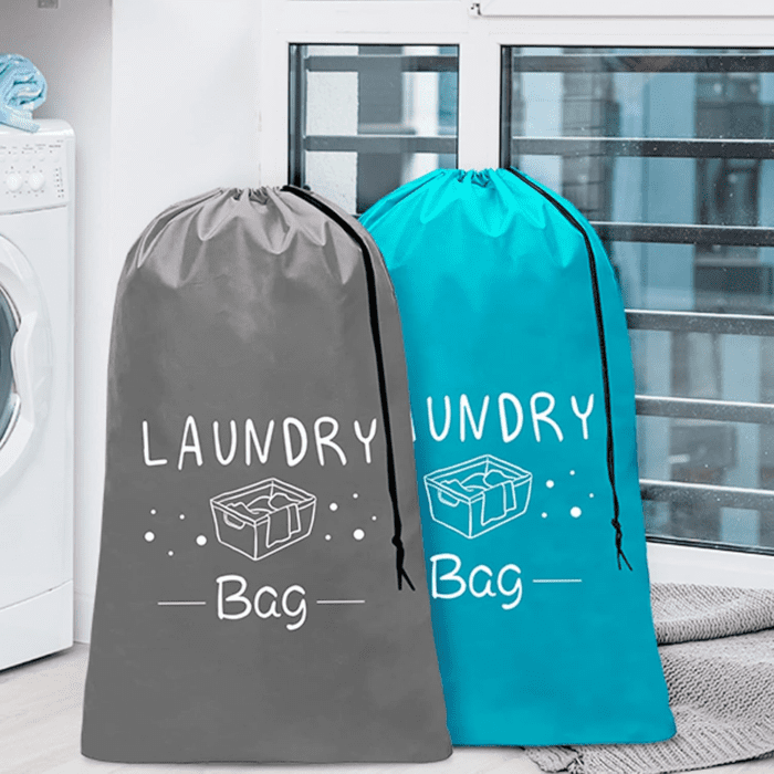 2 Pack Extra Large Travel Laundry Bag, Dirty Clothes Organizer with Drawstring,Heavy Duty Travel Laundry Bags,Easy Fit a Laundry Hamper Travel Essentials - Image 2