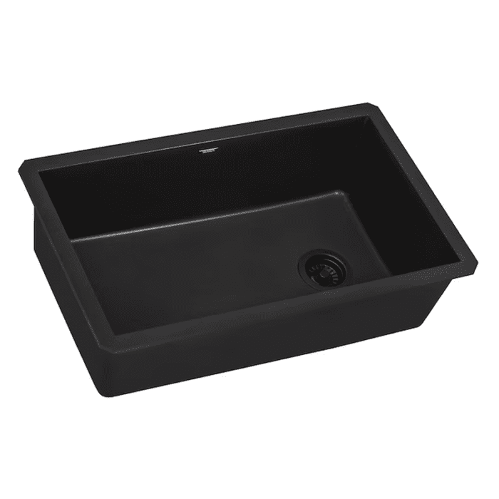 Epigranite Undermount 32-In X 19-In Midnight Black Granite Single Bowl Kitchen Sink - Image 4