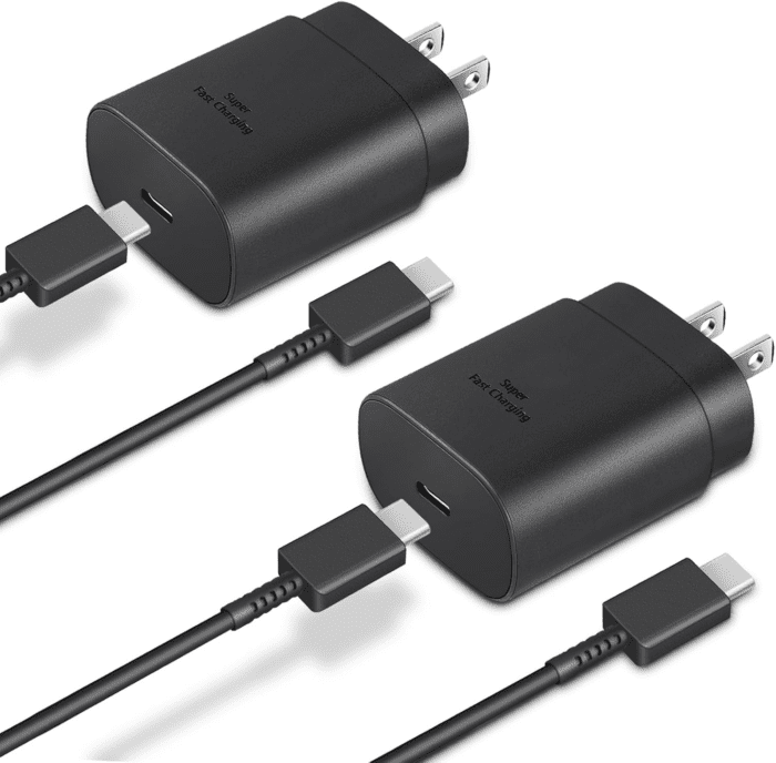 Type C Charger, 2-Pack 25W Type C Super Fast Charging Block with 6Ft USB C Charger Cable Compatible with Galaxy S23 Ultra/S23+/S22/S21/S20