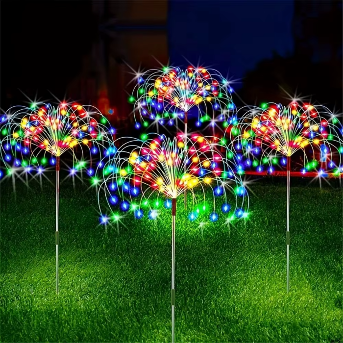 2Pack Solar Powered String Lamp Tree Waterproof Outdoor Fireworks 8 Modes DIY Lawn Patio Garden Christmas Light Decorations 2024