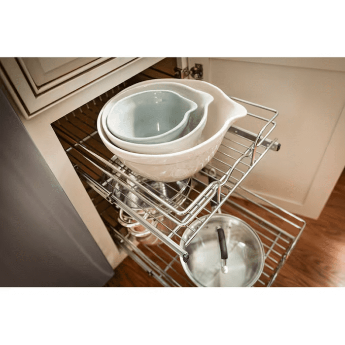 Two-Tier Pull-Out Baskets 14.75-In W X 19-In H X 22-In D 2-Tier Cabinet-Mount Chrome Metal Soft Close Pull-Out Sliding Basket Kit - Image 4