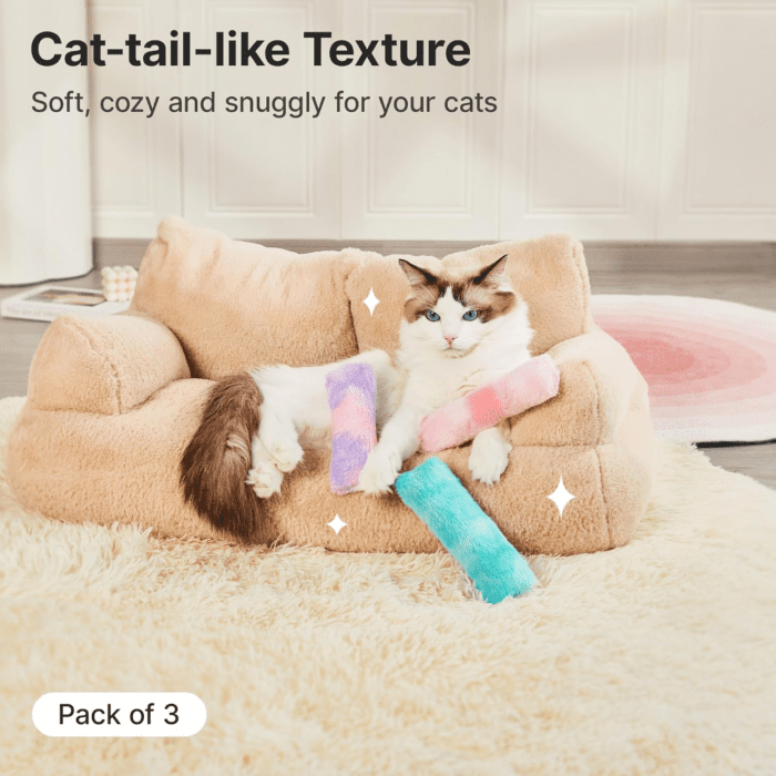 Cat Toys Cat Pillows, Set of 3 Soft and Durable Cat Crinkle Sound Catnip Toys, Interactive Cat Kicker Toys for Indoor Cats, Promotes Kitten Exercise - Image 6