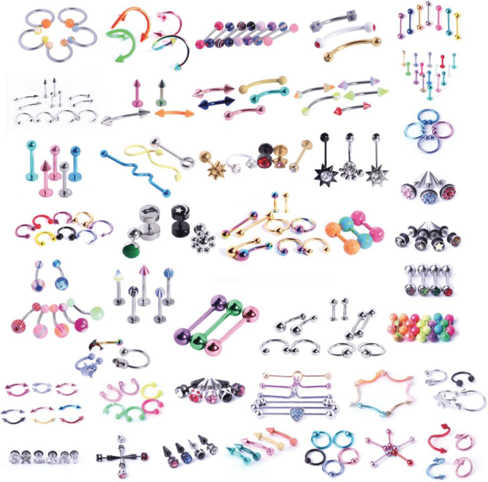 120PC Body Piercing Jewelry - Ear Tragus Cartilage Daith Nose Septum Lip Belly Button - 14G 16G 18G 20G RANDOM Mix - Horseshoes Rings Barbells Studs Industrial - Surgical Steel Acrylic