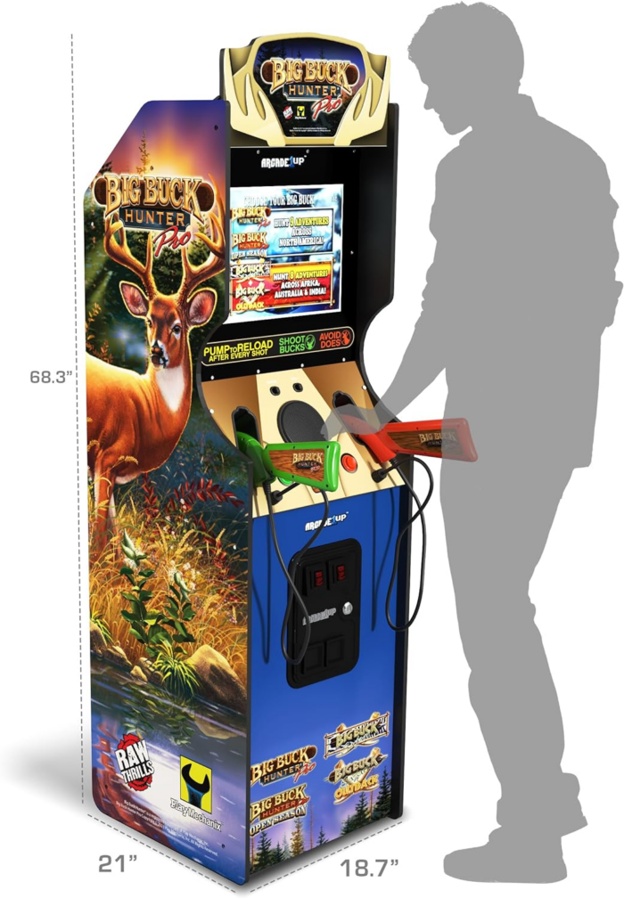 Big Buck Hunter Pro Deluxe Arcade Machine for Home, 5-Foot-Tall Stand-Up Cabinet, 4 Classic Games, and 17-Inch Screen - Image 5