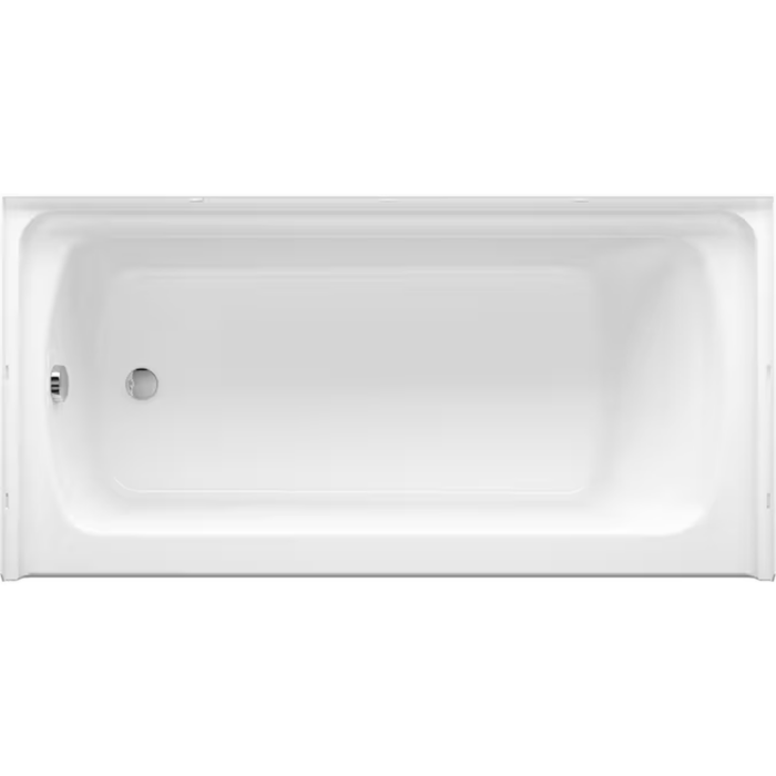 32-In X 60-In White Fiberglass/Plastic Composite Alcove Soaking Bathtub (Left Drain) - Image 4