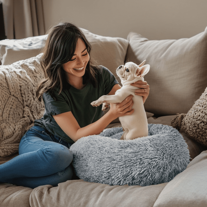 Dog & Cat Bed, 20In Cat Beds for Indoor Cats, Calming Donut Bed for Puppy and Kitten, Washable round Fluffy Pet Bed for Small Medium Dogs and Cats (Light Grey) - Image 6