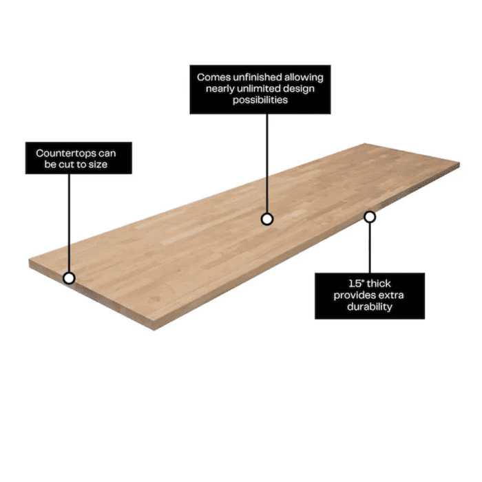 10-Ft X 25-In X 1.5-In Finger-Jointed Natural Hevea Butcher Block Countertop - Image 6