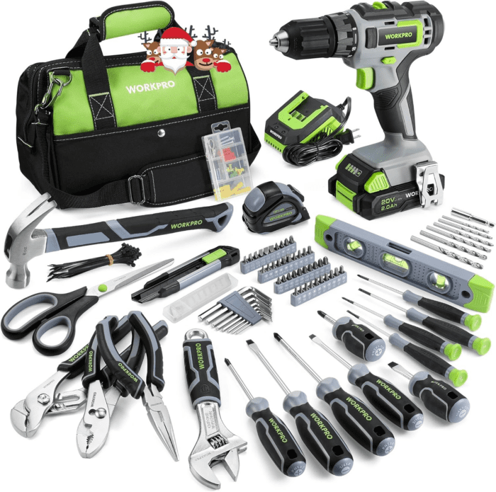 Home Tool Set with Power Drill, 157PCS Power Drill Sets with 20V Cordless Lithium-Ion Drill Driver, Home Tool Kit for All Purpose, Cordless Drill Set Combo Kit with Tool Bag