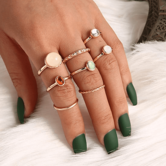 7-19Pcs Silver Star Moon Knuckle Ring Set for Women Vintage Stackable Midi Finger Rings Set - Image 4