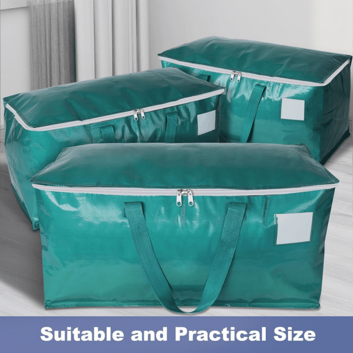 Moving Bags-Heavy Duty Moving Boxes, Storage Totes with Zipper, Reinforced Handles and Tag Pocket-Collapsible Moving Supplies for Moving, Storage and Travel 93L(Green-4 Pack) - Image 5