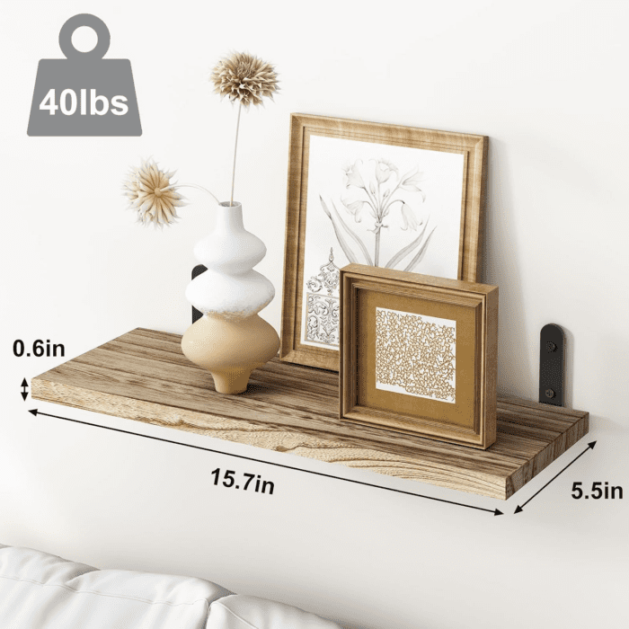 Wood Floating Shelves for Wall Decor, Wall Shelves Set of 6, Wall Mounted Floating Shelf for Bedroom Decor, Bathroom Storage, Farmhouse Shelf for Wall - Rustic Brown - Image 3