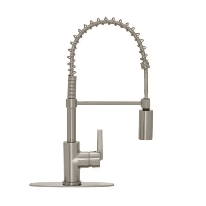 Flynt Stainless Steel Single Handle Pull-Down Kitchen Faucet with Sprayer (Deck Plate Included) - Image 13