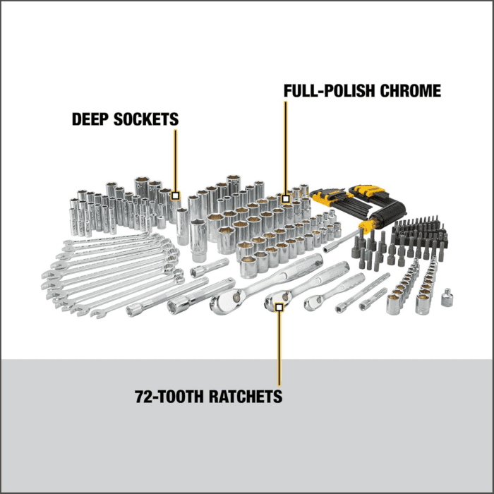 Mechanics Tool Set, 1/4" & 3/8" & 1/2" Drive, Sae/Metric, 205-Piece (DWMT81534) - Image 3