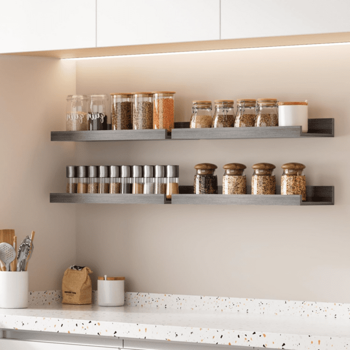 Floating Shelves for Wall, Wall Shelves for Decor Storage Set of 6, Wall Mounted Wood Shelves for Bedroom, Living Room, Bathroom, Kitchen, Picture Ledge Shelves, Grey - Image 7