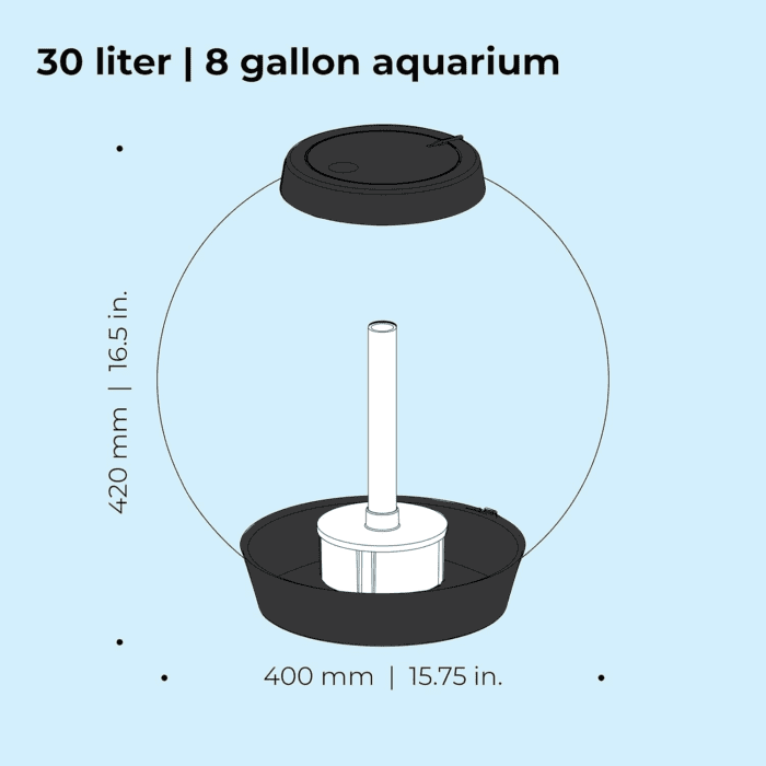 Classic 30 Acrylic 8-Gallon Aquarium with White LED Lights Modern Tank for Tabletop Display, Black - Image 4