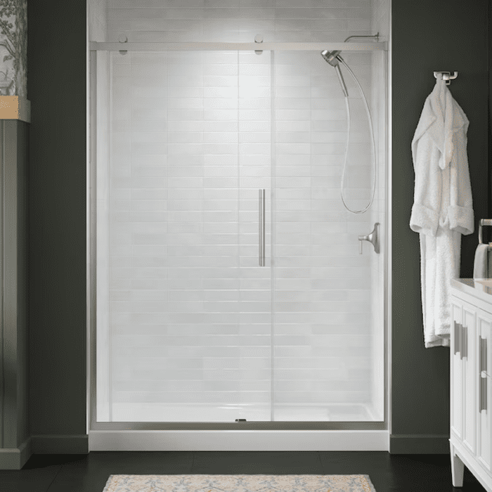 Premise Anodized Brushed Nickel 56-In to 60-In W X 76.13-In H Frameless Bypass Sliding Soft Close Shower Door