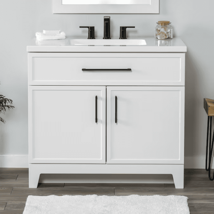 Potter 48-In White Single Sink Bathroom Vanity with White Cultured Marble Top - Image 23