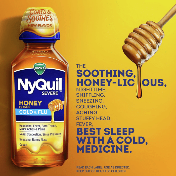 Dayquil & Nyquil SEVERE Honey Cold & Flu Medicine, Relief for Headache, Fever, Sore Throat, Minor Aches & Pains, Nasal Congestion, Sinus Pressure, Stuffy Nose, & Cough, Honey Flavor, 2X12 OZ - Image 4