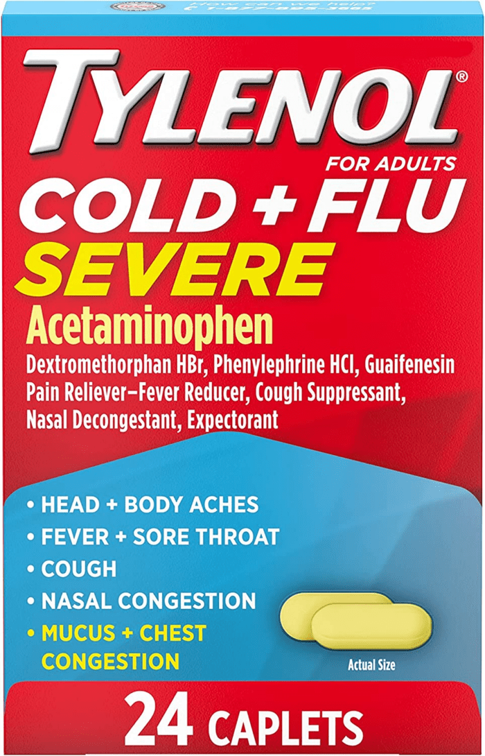 Cold + Flu Severe Medicine Caplets for Fever, Pain, Cough & Congestion, 24 Ct.