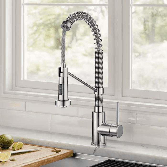 Bolden Spot-Free Stainless Steel Single Handle Pull-Down Kitchen Faucet with Sprayer (Deck Plate Included) - Image 15