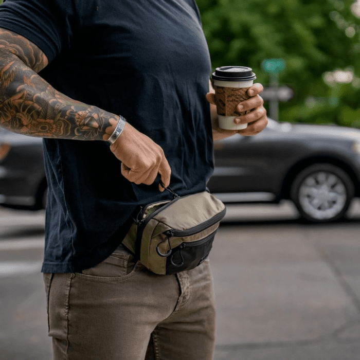 Bando Bag - Tactical Men'S Fanny Pack W/Adjustable Waist Belt, Zippered Pockets, Compact Lightweight Belt Bag, Everyday Hip Pouch for Travel Outdoor Running Hunting, Coyote Brown - Image 5