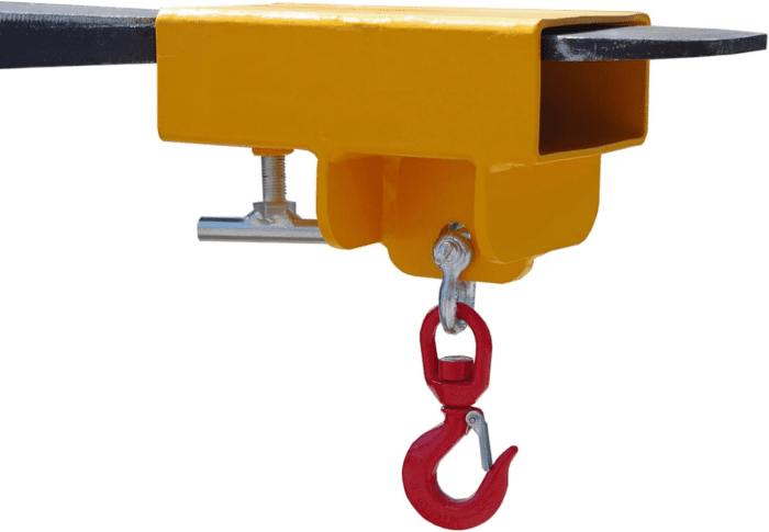 Forklift Lifting Hook Attachment 2200Lbs Capacity Single Mobile Forklift Crane with Swivel Hook and Large T-Screw Forklift Lifting Hoist Fork Lifting Hook Device