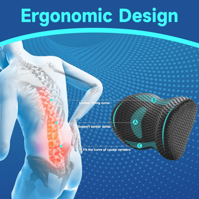 Lumbar Support Pillow for Office Chair Car Back Support Pillow, Memory Foam Gaming Chair Desk Chair Back Cushion for Lower Back Pain Relief, Ergonomic Back Rest - Image 4